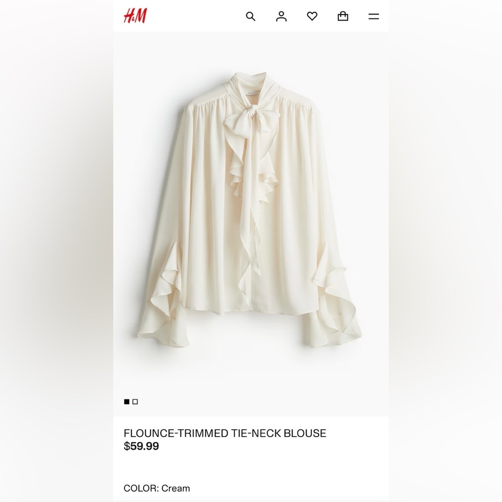 H&M Elegant Cream Tie-Neck Blouse